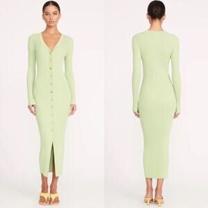 NWT Staud‎ Shoko Sweater Dress Rib Knit Matcha Sherbet Green Womens Size L
